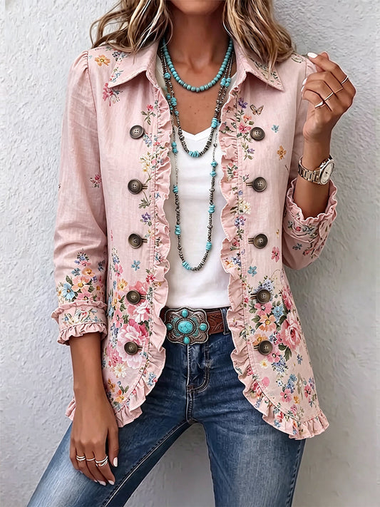 Sylvie | Veste Florale à Volants et Boutons