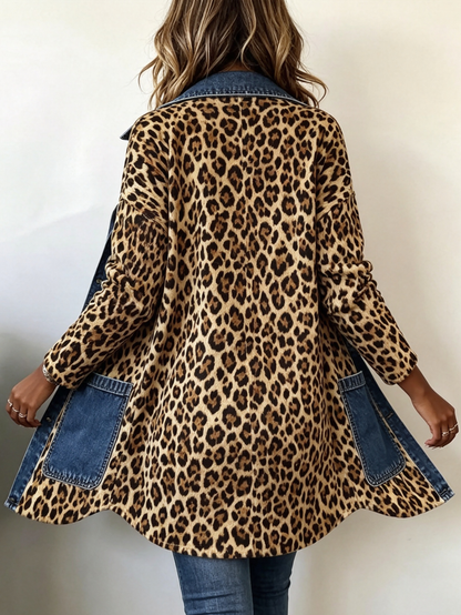 Marcelle | Veste Longue Léopard en Jean