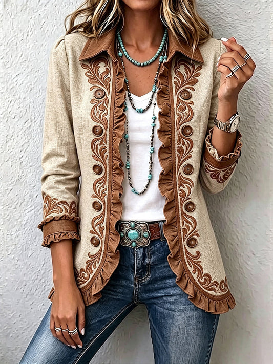 Rosine | Veste Florale Brodée à Volants