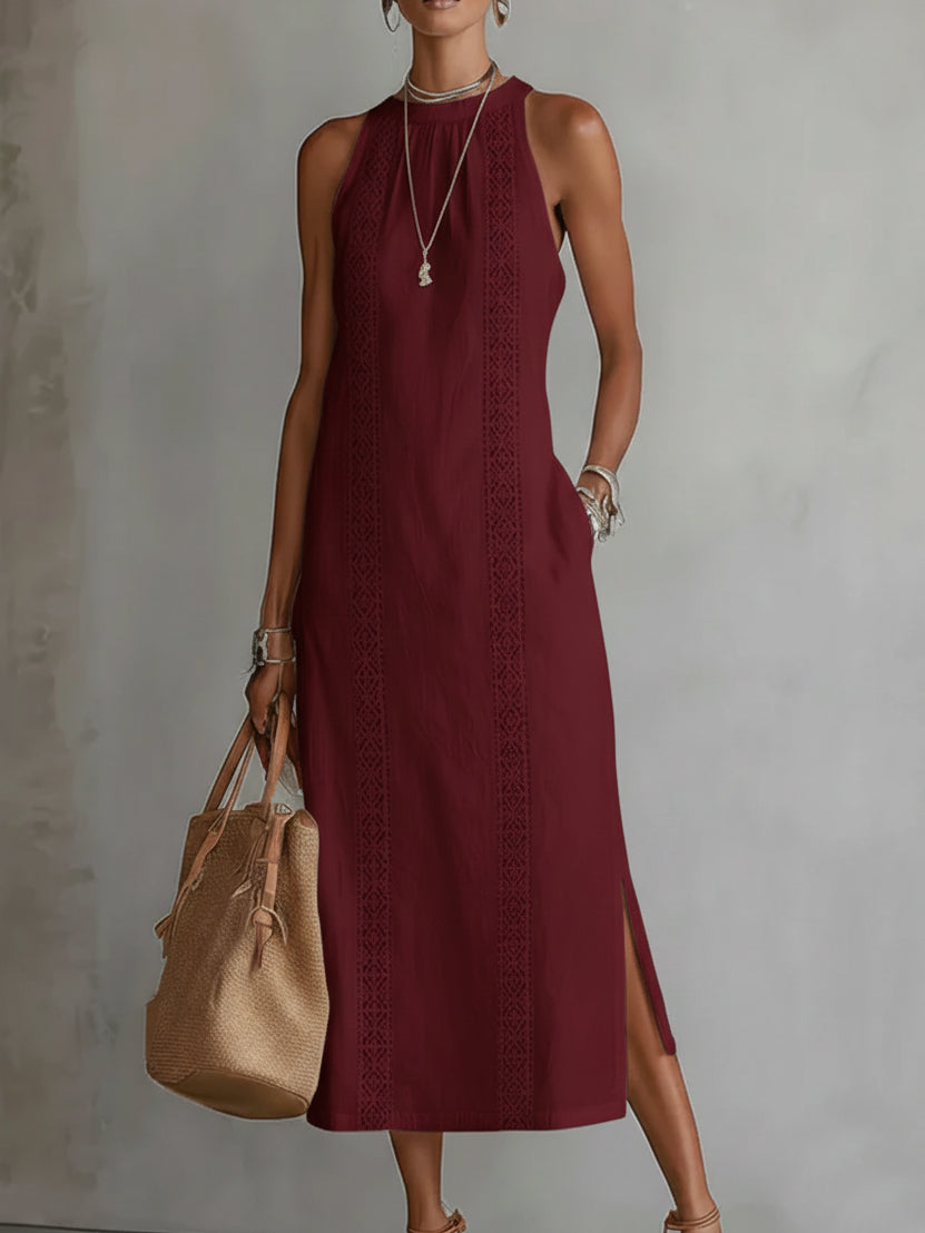 Margot | Robe midi en lin avec col mao