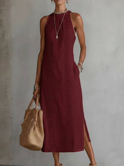 Margot | Robe midi en lin avec col mao