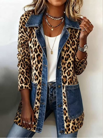 Marcelle | Veste Longue Léopard en Jean