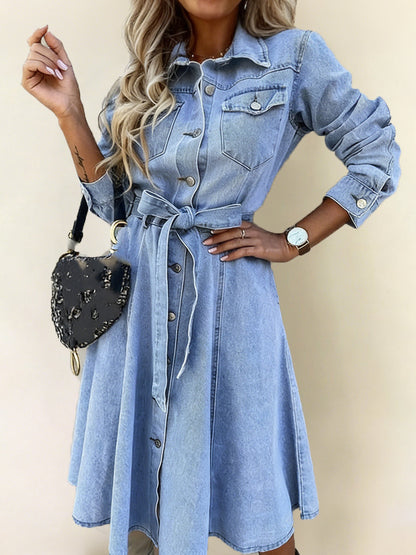 Robe Claire en Jean à Manches Longues