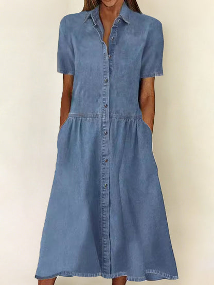 Robe Apolline en Jean à Manches Courtes