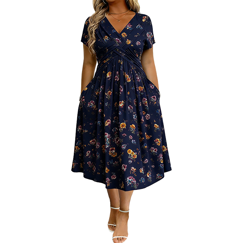 Romane | Robe Fleurie à Taille Nouée