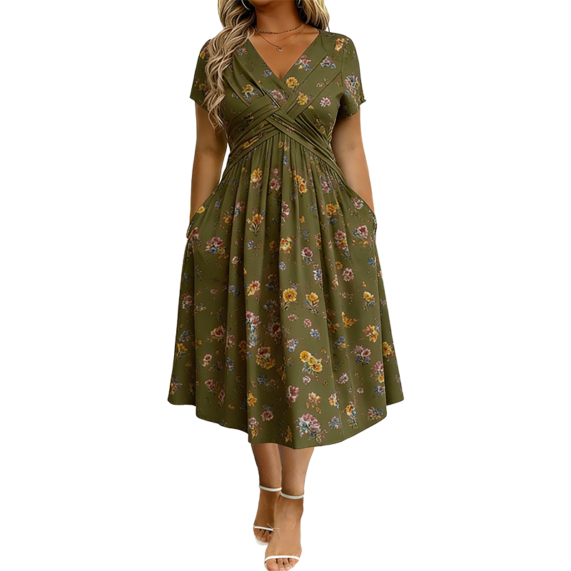 Romane | Robe Fleurie à Taille Nouée