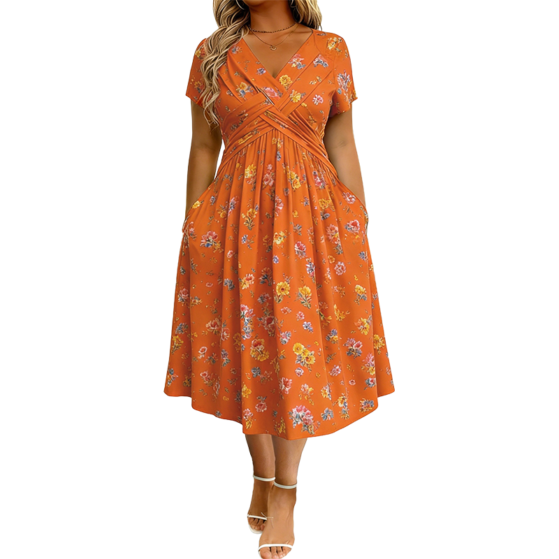 Romane | Robe Fleurie à Taille Nouée