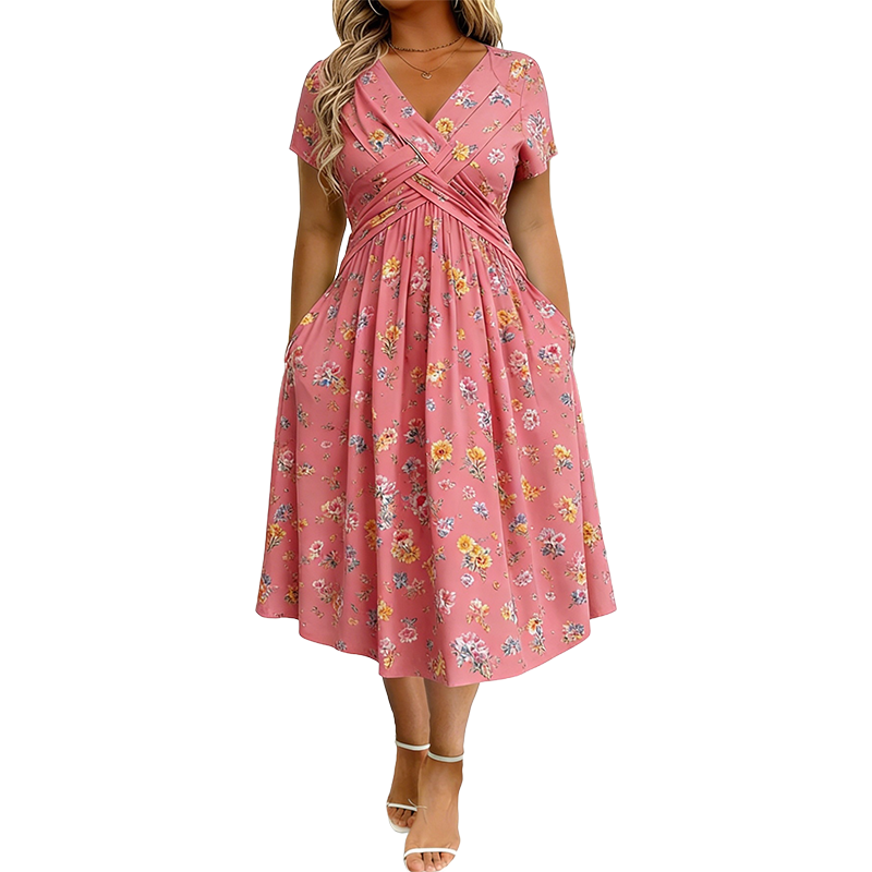 Romane | Robe Fleurie à Taille Nouée