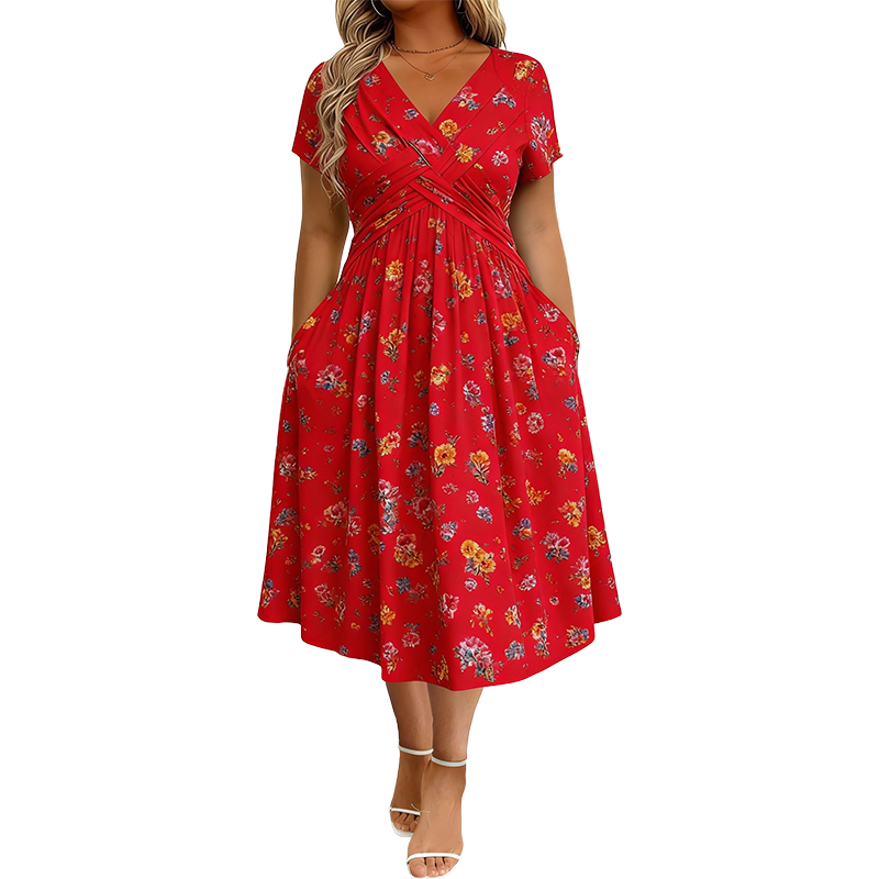 Romane | Robe Fleurie à Taille Nouée