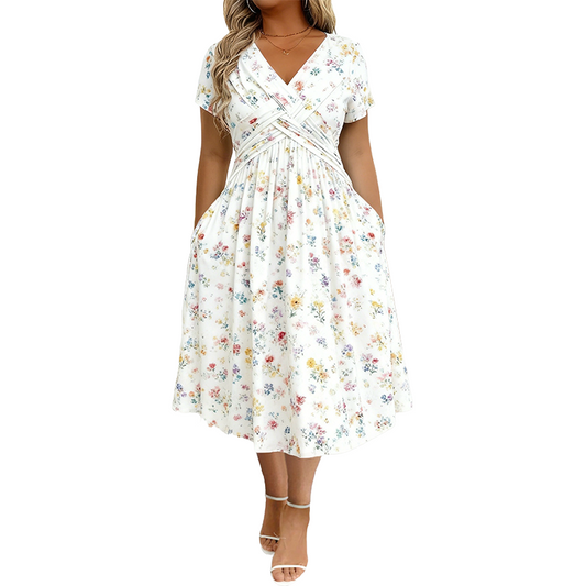 Romane | Robe Fleurie à Taille Nouée