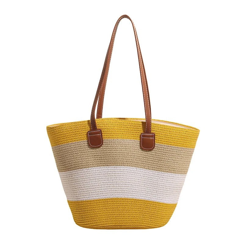 Cora™ | Le Cabas en Paille Tissée Coloré