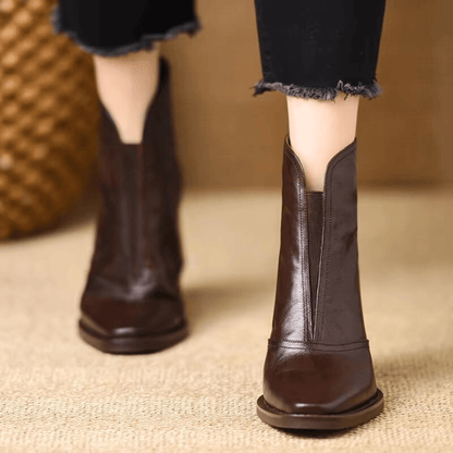 Norine | Bottines en Cuir à Talon Moyen