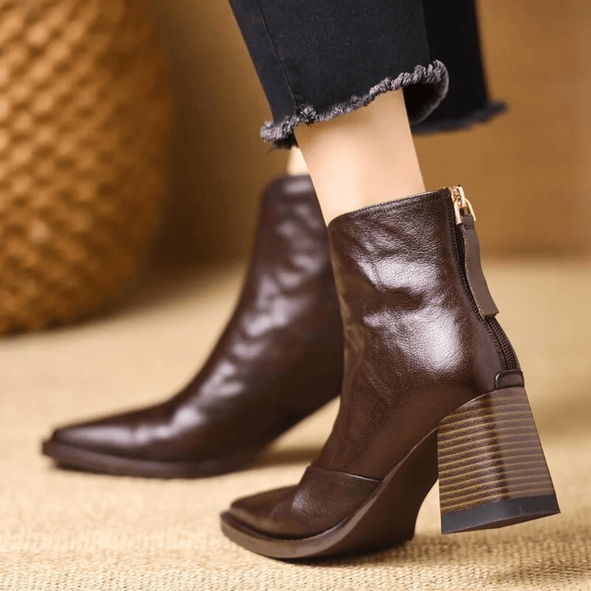 Norine | Bottines en Cuir à Talon Moyen