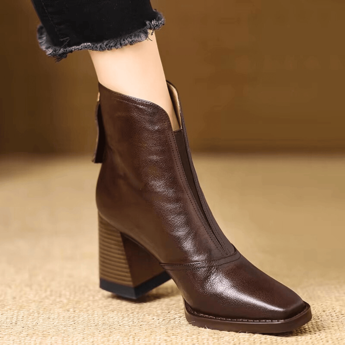 Norine | Bottines en Cuir à Talon Moyen