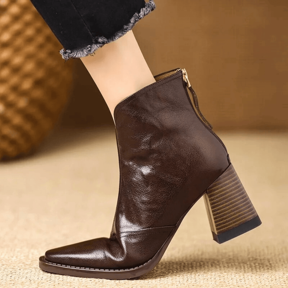 Norine | Bottines en Cuir à Talon Moyen