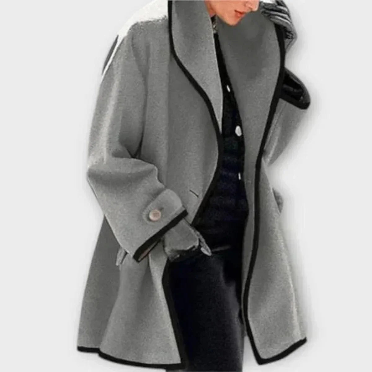 Frédérique | Manteau Oversize à Liseré Contrasté